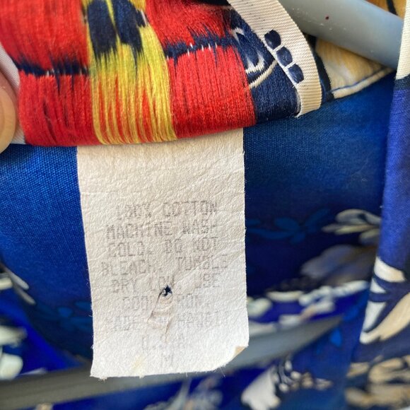 Vtg Pacific Legend Classic Hibiscus Aloha Hawaiian Shirt Navy Blue Size M Mens - Picture 10 of 14